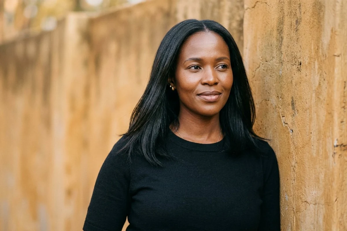 Hair smoothing and relaxer treatment at Booked and Beautiful Pretoria East: sleek healthy relaxed hair, South African woman, professional application